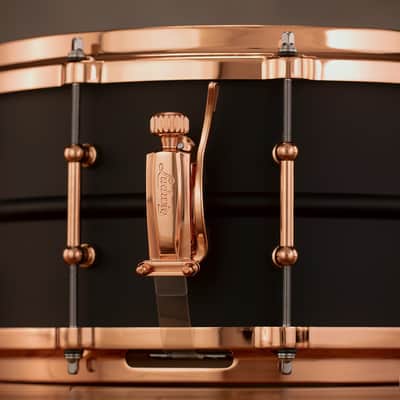 Ludwig 14 X 6.5 Lb427 T DC Hot Rod Black Beauty Snare Drum, Brass Shell, Matte Black, Copper Fittings image 7