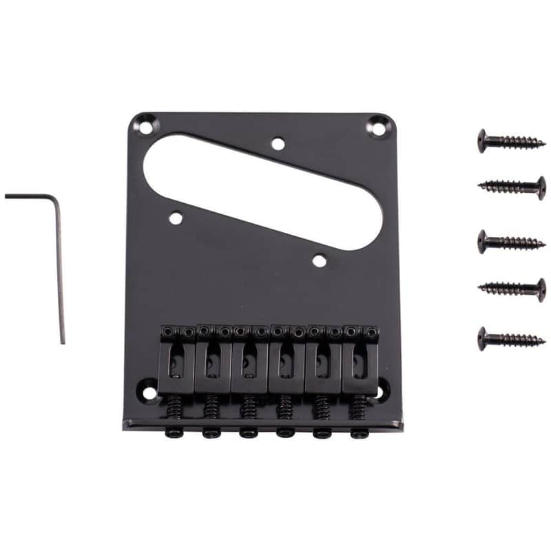 Black Hardtail Bridge for Tele Style Electric Guitars image 1