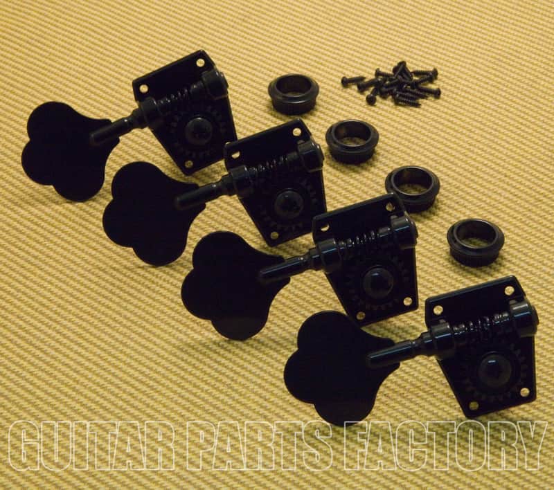 GB400BK-SET-L 4-Inline Left-Handed Black Bass Tuners w/ Mounting Hardware image 1