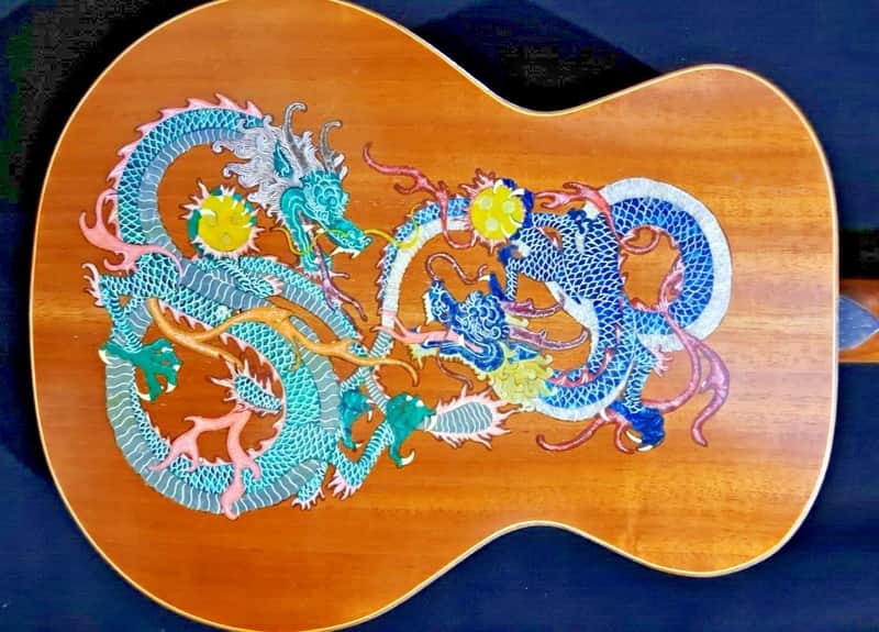 Acoustic Guitar Grand Concert, Handmade by Blueberry Dragon Motif image 1