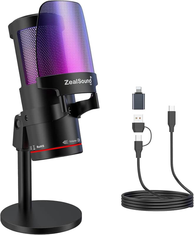 ZealSound Gaming USB Microphone,Noise Cancellation Condenser | Reverb