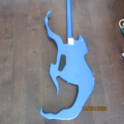 Bass guitar, Custom hand carved. 2019 Blue image 4