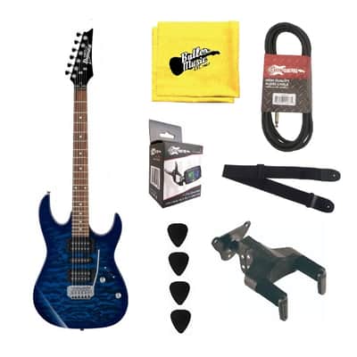 Ibanez Quilt Maple Trans BlueBurst Electric Guitar w/Tuner, Cable, Hanger and More image 1