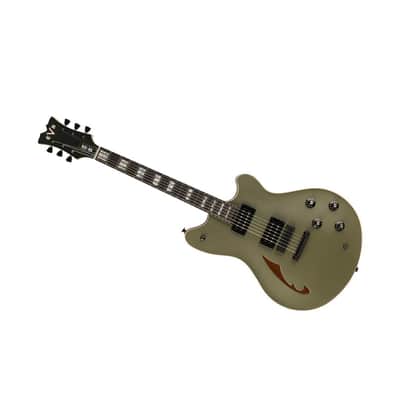 EVH SA-126 6-String Right-Handed Special Electric Guitar with 12 to 16-Inch Compound Ebony Fingerboard, 22 Jumbo Frets, and Triple Block Inlays (Matte Army Drab Black Ebony) image 5