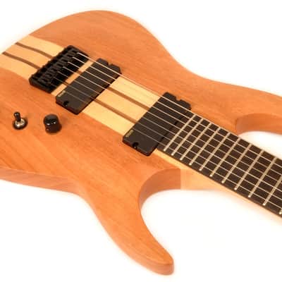 Agile 7 String 28" Scale Baritone Electric Guitar with EMG Pickups Septor Elite 728 EB EMG Natural Mahogany image 6