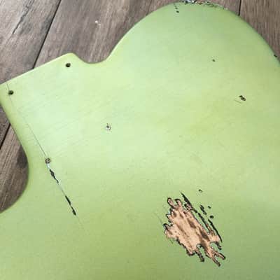 FRANCHIN Mars guitar body Relic Aged Lake Placid Blue Metallic turned green 100% Nitro Lacquer Cracks SS Basswood Telecaster-Tele-T-Style Made in Italy - Stock piece #22350826 image 16