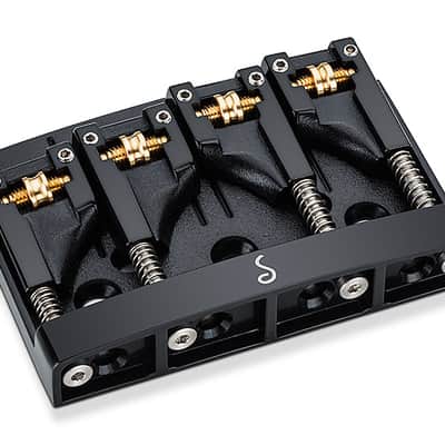 Schaller Germany 3D4 4-String Flatmount Roller Bass Bridge, BLACK 12130400