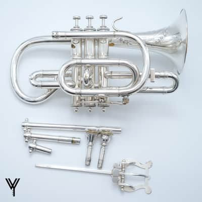 Boston Musical Instrument Company 3 Star Bb/A Cornet 1910 - Silver image 7