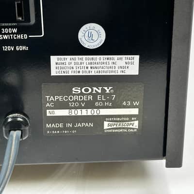 SONY EL-7 3 Head Elcaset Tape Recorder image 11