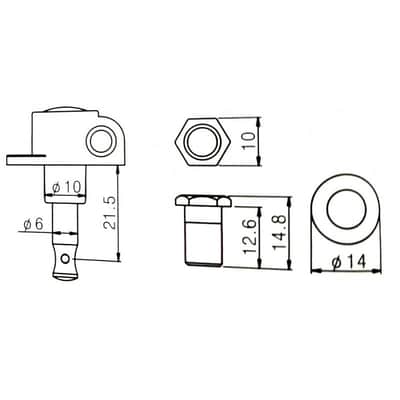 1 Black Wilkinson Left Side machine head with kidney bean button, staight screw image 7