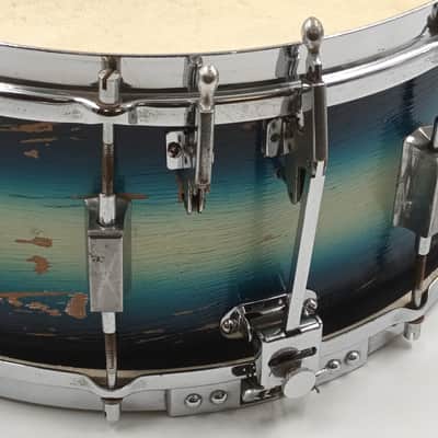Vintage Ajax 1930s New Century Dual Snare Drum – Blue Silver Duco – Solid Shell image 9