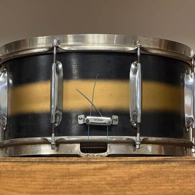 1940's WFL 7"x14" Black & Gold Duco Zephyr Lug Snare Drum image 5