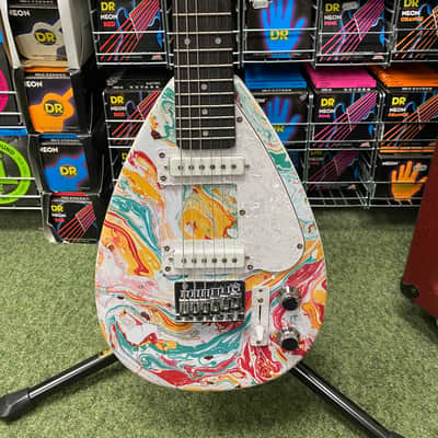 Vox Mini Mk III travel guitar teardrop shape in marble /white finish image 14