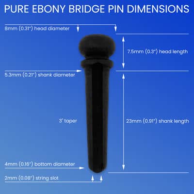 Crosby Slotted Pure Ebony Bridge Pins for 6 & 12 String Acoustic Guitar image 8