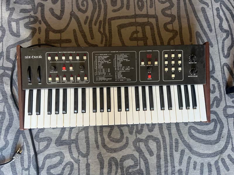 Sequential Six-Trak 49-Key 6-Voice Polyphonic Synthesizer 1984 - 1985 - Black with Wood Sides image 1