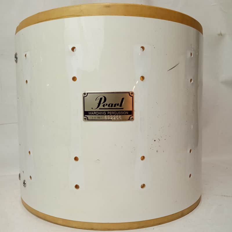 Pearl Marching Percussion 12x14"Snare Drum Shell Made In Japan Piano White 80s image 1