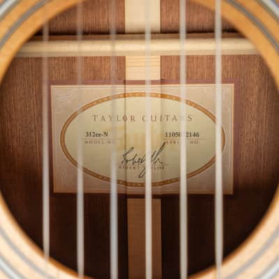 2012 Taylor 312ce-N LH - Natural | USA All Solid Crossover Classical Lefthand Guitar Nylon Cutaway Pickup | OHSC image 14