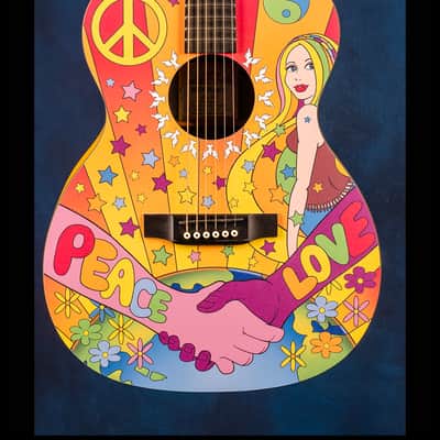 Martin 000X Hippie (#24/200) Don Oriolo 2007 - Pale Orange with full color top design image 2