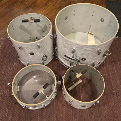 1960s Gretsch Progressive Jazz Drum Set White Marine Pearl 20/12/14 w/ 4x14 Snare image 20