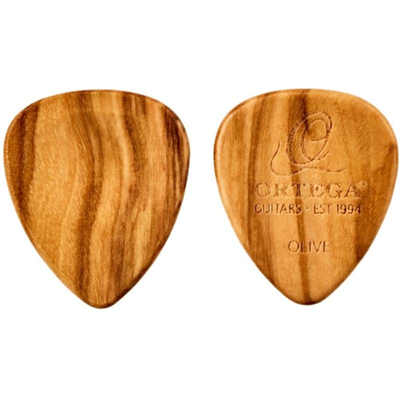 ORTEGA OGPW-OV2 Wooden Picks Curved Sharp Tip Standard Olive Plektrum 25mm (2 Stück) image 1