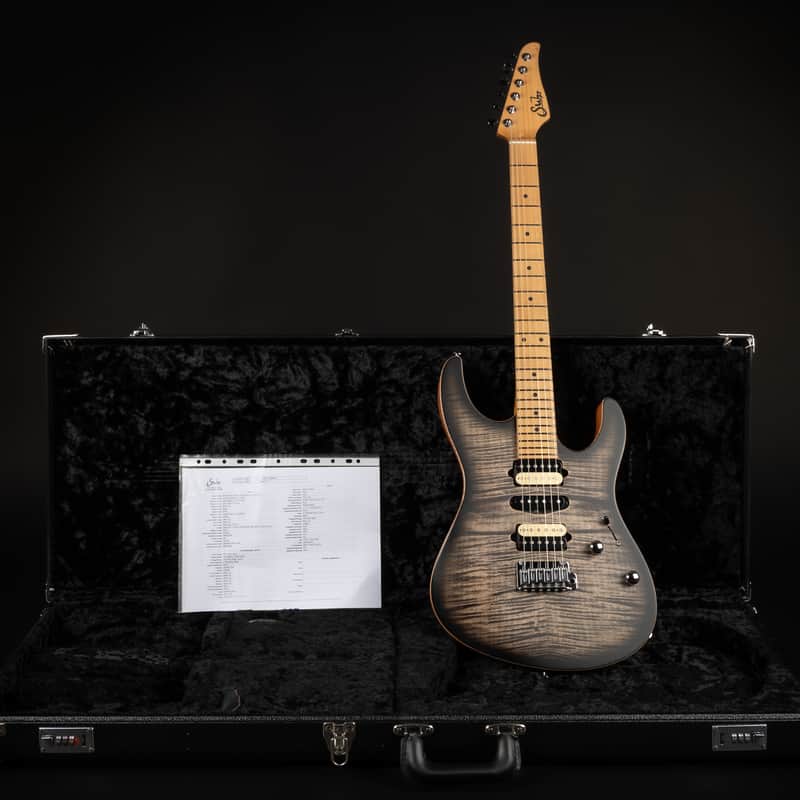 2020 Suhr Modern Satin Flame Trans Charcoal Burst