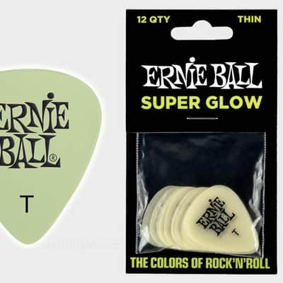 Super Glow Cellulose Picks Thin 12-Pack - world-standard .46mm celluloid thn-pick specifications image 1