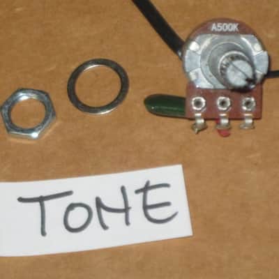rarely used genuine Ibanez control harness (1 VOL pot B500K, 1 TONE pot A500K w/ capacitor, 1 jack) +main wires & nuts/washers & extra wires [NO switch] (from display piece 2018 Artcore AS-63 (NO: guitar, other parts) Metric, 18 spline coarse split shaft image 3