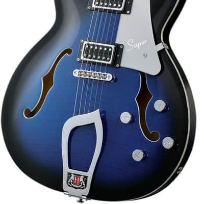Hagstrom HSSUVIK60 Electric Guitar, Super Viking, Dark Baltic Sea Flame image 7
