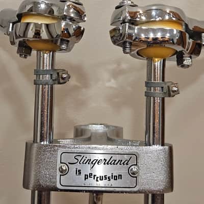 Vintage 1970s Slingerland Super Set-O-Matic Double Tom Holder Mount Complete image 5