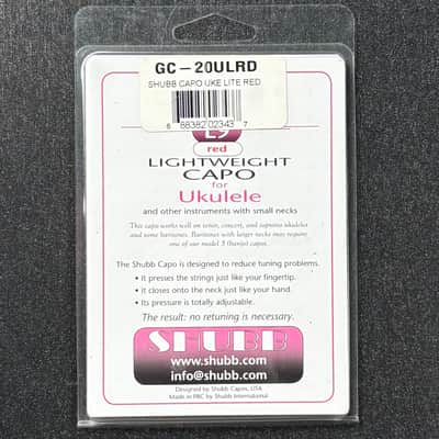 Shubb Lite Capo For Ukulele L9 Red! For Tenor Concert Soprano! image 2