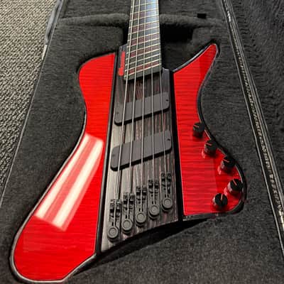 Alusonic The Doom 5 - Red/black flamed aluminum Headless Multiscale bass image 1