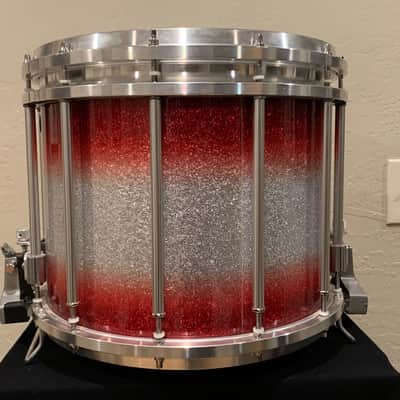 ~WOW!~ Pearl Championship CarbonCore 12x14" Marching Snare Drum in Red and White Sparkle Burst (Rm4) image 5