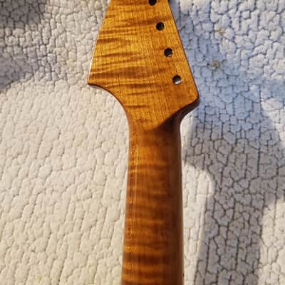 Unbelievable USA bound,Roasted ( 5A +) flame maple neck.Hidden fret tangs.Rounded edges", Made for a Jazzmaster , Tele or Strat  body # PJM-5A -You never felt frets like this. image 6