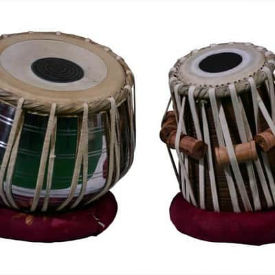 Handmade  Steel Tabla Drums Set With Bag Deluxe  Bayan 2KG Wood Dayan Tuning Hammer Cushion image 2