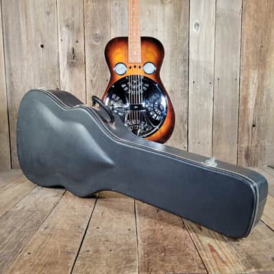 Dobro Model 66B Squareneck Resonator 1985 Sandblasted Birch With Case - Sunburst sandblasted French Scroll design image 24
