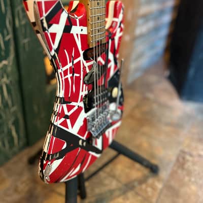 2026 EVH Frankenstein Frankie Strip Series Red and Black Relic Electric Guitar image 3