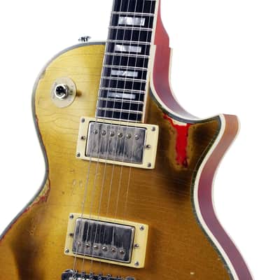 10S GF Aged Electric Guitar Goldtop Cover Cherry Sunburst Relic image 4