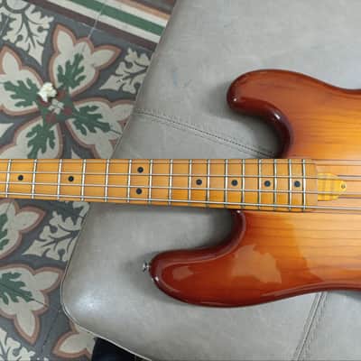Fernandes FPM Stone Logo 70 Neck through precision style 1979-1982 - Cherryburst - Made in Japan image 11