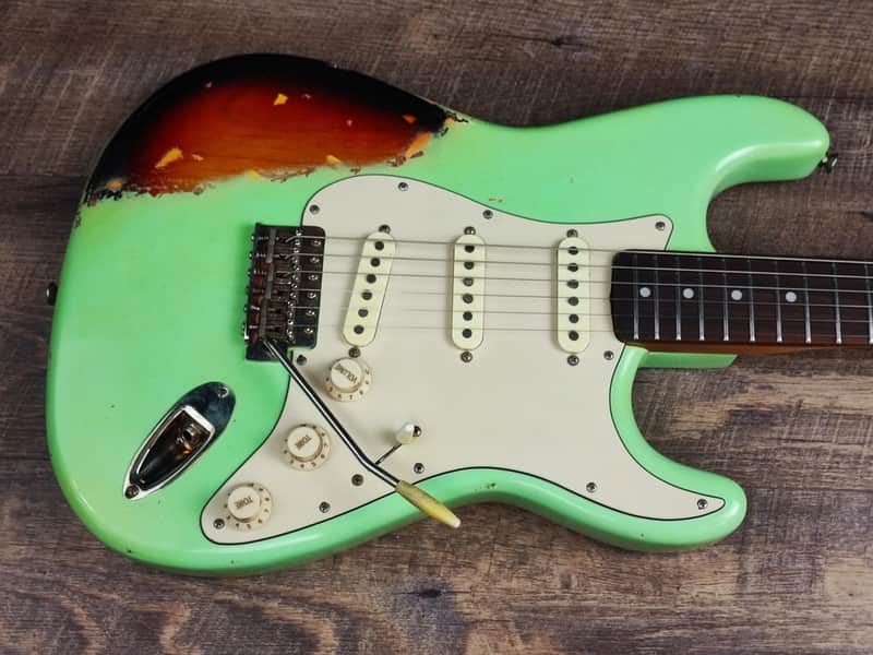 MyDream Partcaster Custom Built - Surf Green-over-Sunburst SRV image 1