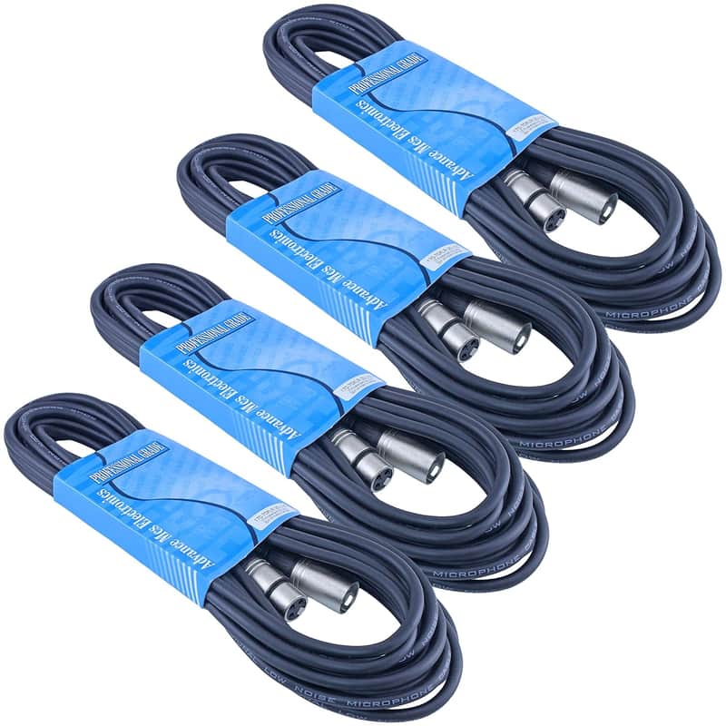 4 Pack 25 Foot Male To Female 3 Pin Xlr Mic Microphone Cable image 1
