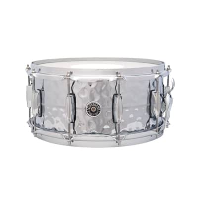 Gretsch GB4164HB Brooklyn Hammered Chrome Over Brass 6.5x14" 10-Lug Snare Drum