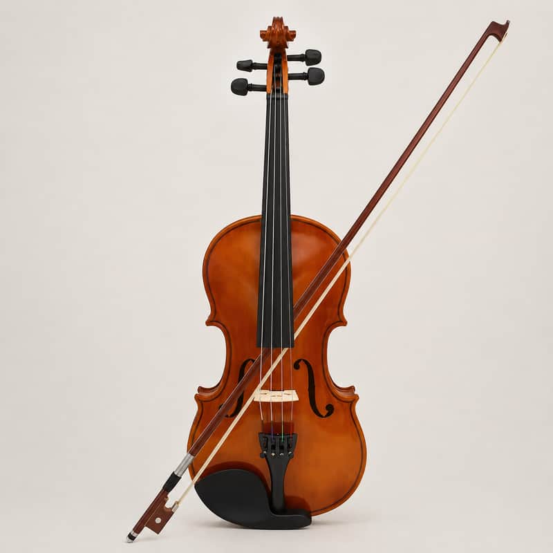 3/4 Professional Solid Wood Acoustic Violin Set with Hard Case, Bow & Accessories – Full Size Violin for Beginners, Students & Adults image 1