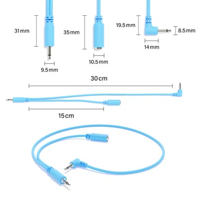 ExcelValley [6A-Pack | 200 cm - 78.74"] Right Angle Hopscotch Mono Splitter Y Patch Cables TS 3.5mm 1/8" Eurorack Synth image 2