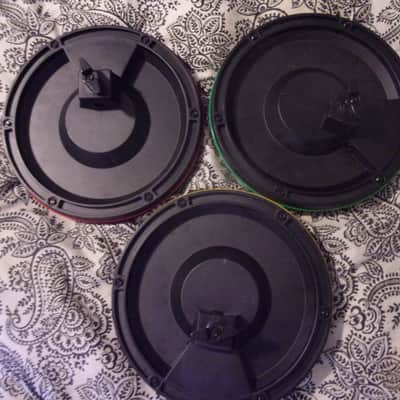 Lot of 3 Rock Band Electronic eDrums 8" Single Zone Snare Tom Pads 1/4" input many stick marks fits Alesis & Ion  NO Mount or Arm image 2