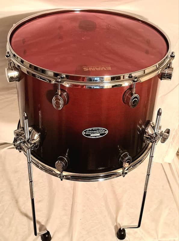 PACIFIC PDP BIRCH "FS SERIES" 16" x 12" (Super Rare Custom!) Floor Tom - Black Cherry Burst Gloss image 1