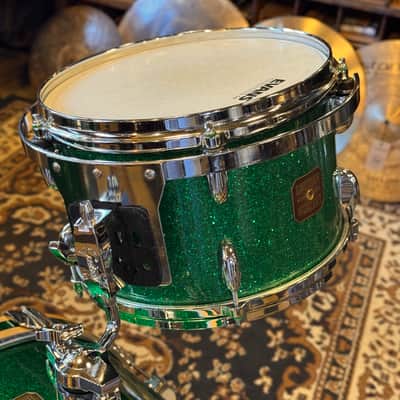 USED 1990's Gretsch USA Custom Square Badge Drum Set in Green Sparkle image 4