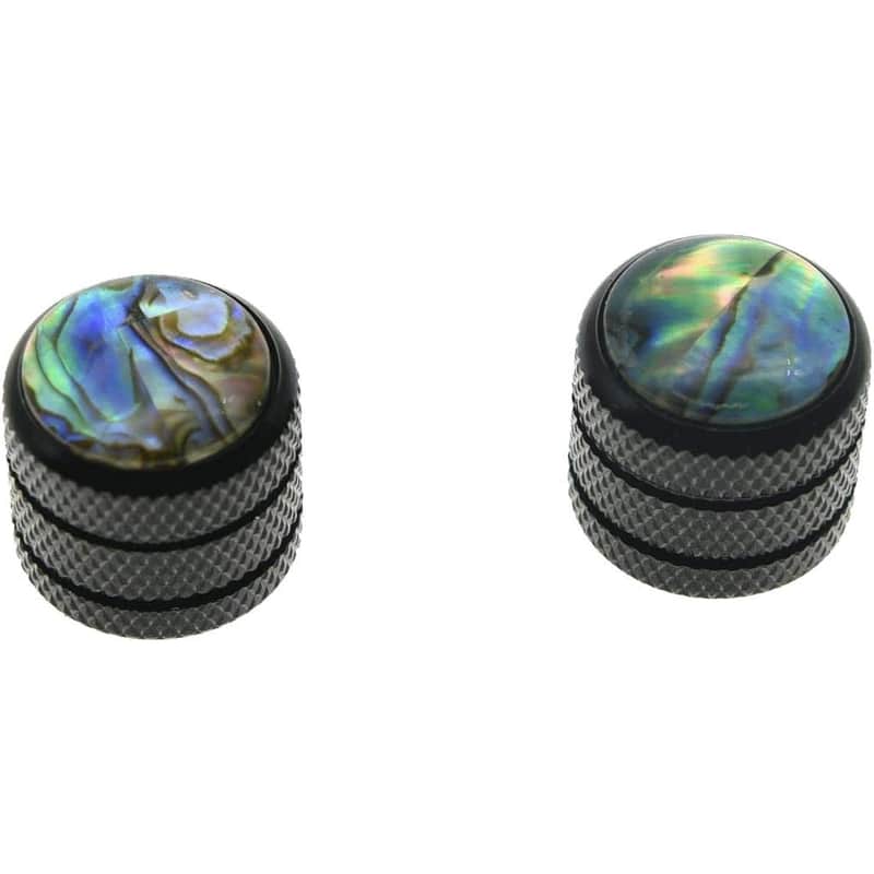 Black Set of 2 Push on Fit Abalone Top Guitar Knobs Dome Knobs Bass Knob for Tele/Telecaster image 1