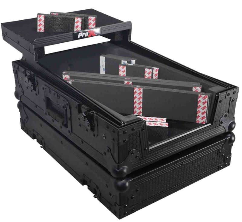ProX XS-M11LTBL Pioneer DJM-S11 or Rane 72 MK2 Mixer Flight Case with Laptop Shelf - Black image 1