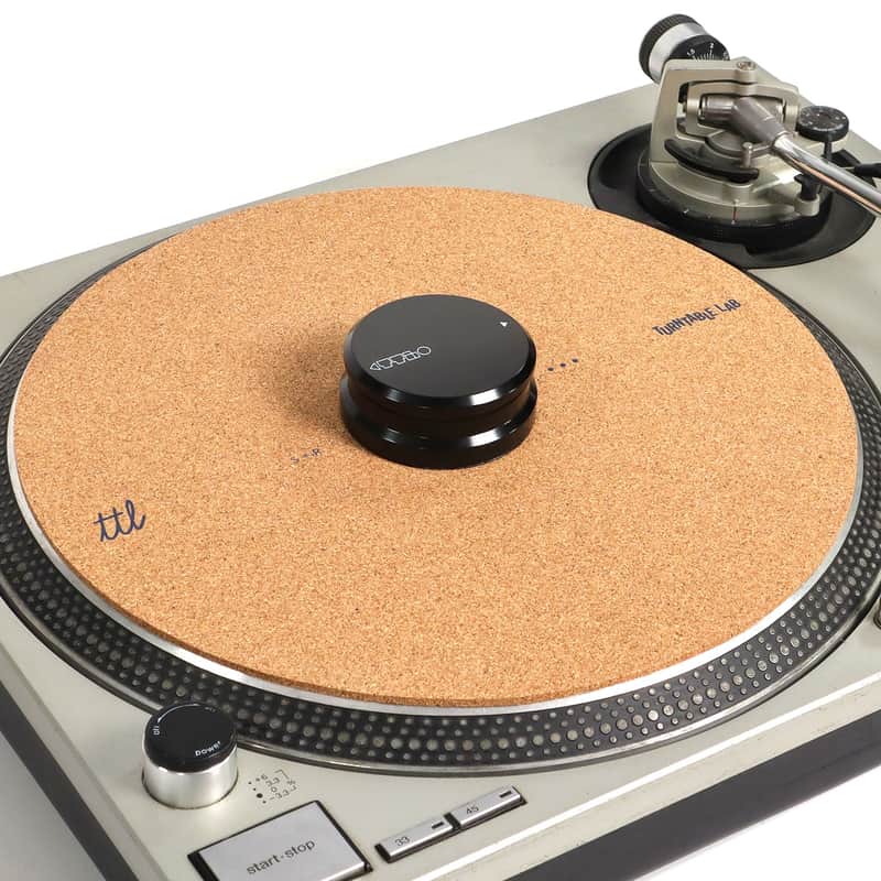 Turntable Lab: Cork Record Mat + Record Weight Bundle Black Weight + Cork Mat image 1