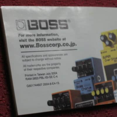 very clean Boss Product Lineup 2004 Vol.1 (fold open product catalog - fully open it is 14 inches L x 10 inches W), printed in Taiwan 2004 image 13